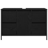 Basin Cabinet with Drawers Black Oak 90x34.5x60 cm