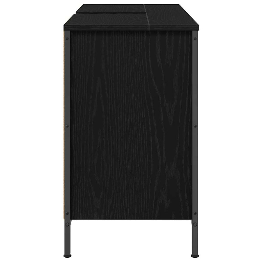 Basin Cabinet with Drawers Black Oak 90x34.5x60 cm