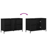 Basin Cabinet with Drawers Black Oak 90x34.5x60 cm - Extra Image