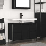Basin Cabinet with Drawers Black Oak 90x34.5x60 cm
