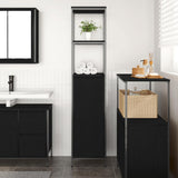 Bathroom Cabinet with Shelves Black Oak 36x35x165 cm