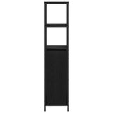 Bathroom Cabinet with Shelves Black Oak 36x35x165 cm - Rear View