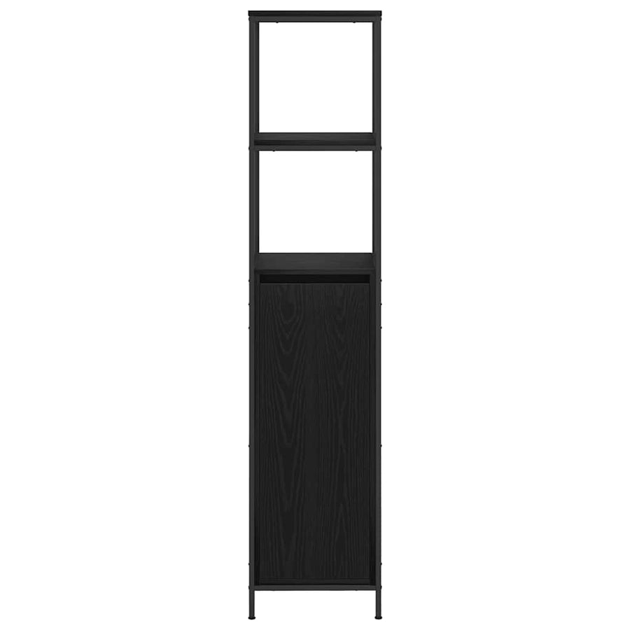Bathroom Cabinet with Shelves Black Oak 36x35x165 cm