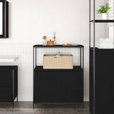 Bathroom Cabinet with Shelves Black Oak 76.5x35x95 cm - Side View