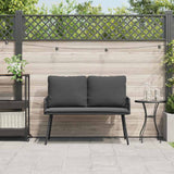 Garden Bench with Cushion Grey 114 x 64 x 78cm Metal - Side View