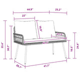 Garden Bench with Cushion Grey 114 x 64 x 78cm Metal - Low Angle