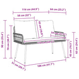 Garden Bench with Cushion Anthracite 114 x 64 x 90cm Steel - Rear View