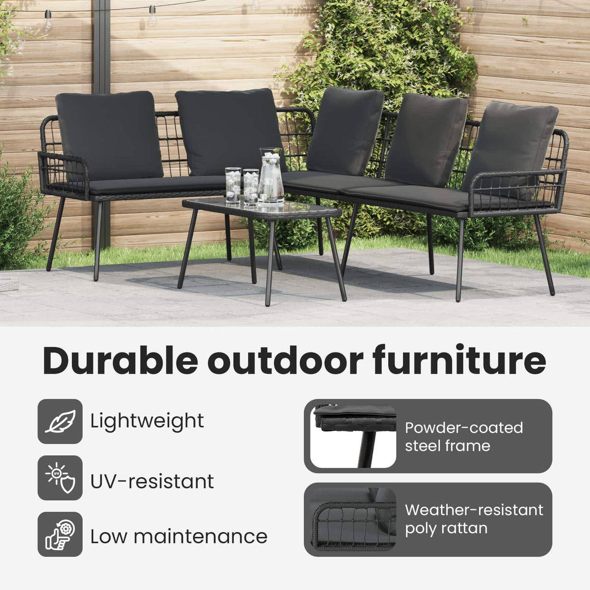 Sofa with Cushion Anthracite 173 x 231 x 90cm Steel