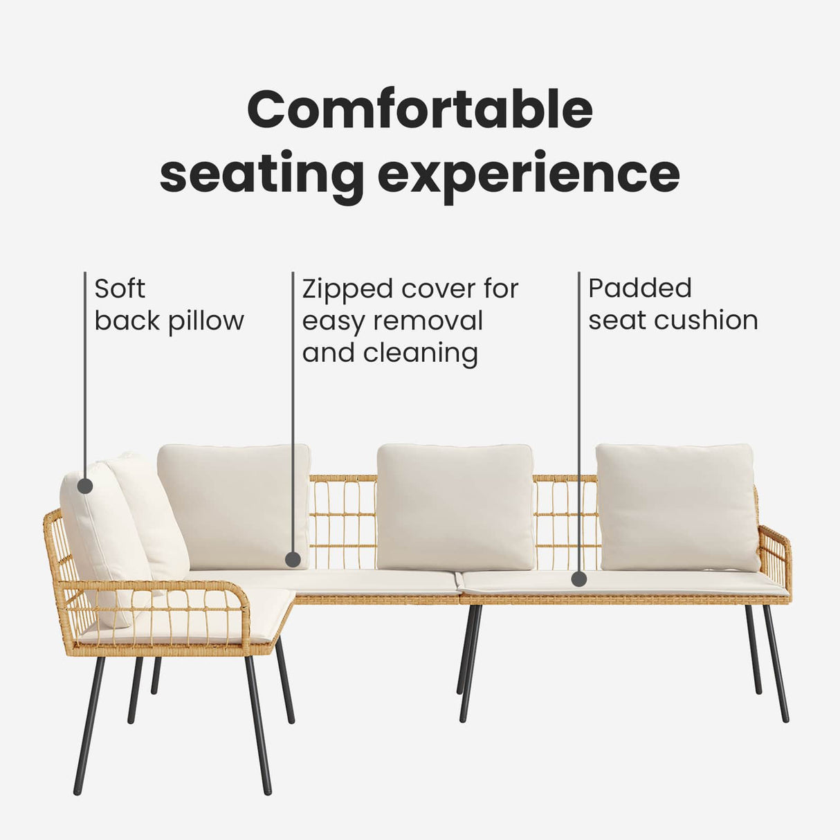 Sofa with Cushion Nature 173 x 231 x 90cm Steel