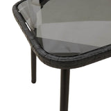 Coffee Table Black 90 x 45 x 43 cm Poly Rattan and glass - Close-Up Angle