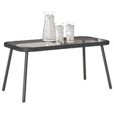 Coffee Table Black 90 x 45 x 43 cm Poly Rattan and glass - Side View