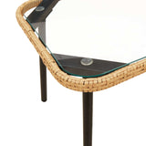 Coffee Table Brown and Black 90 x 45 x 43 cm Poly Rattan - Close-Up Angle