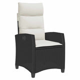 Reclining Garden Chair with Side Table Black Poly Rattan