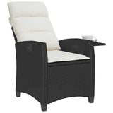 Reclining Garden Chair with Side Table Black Poly Rattan - Top-Down View