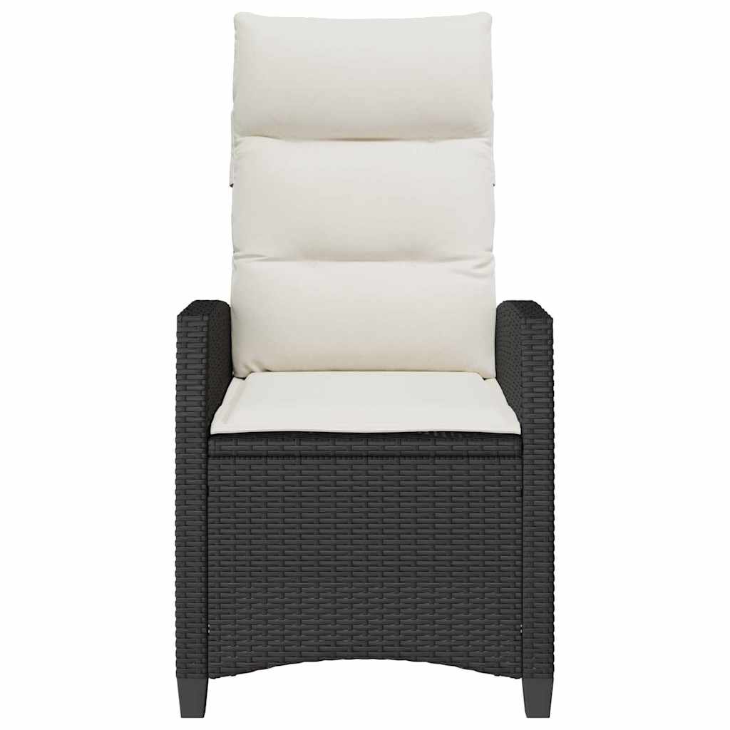 Reclining Garden Chair with Side Table Black Poly Rattan
