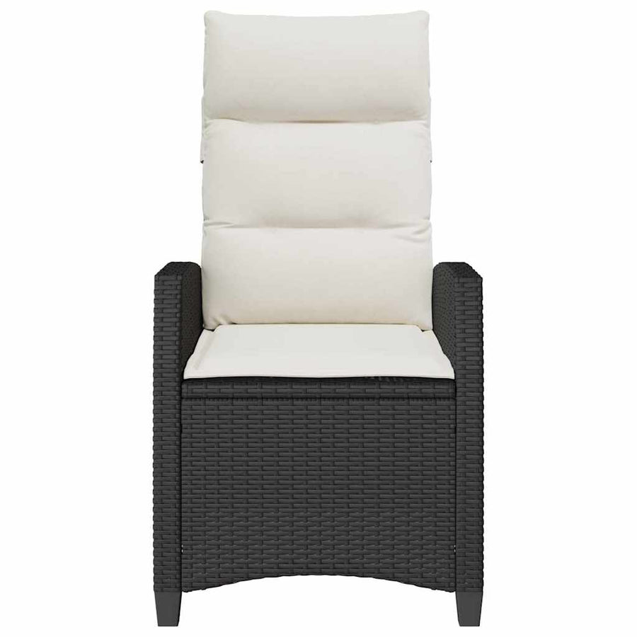 Reclining Garden Chair with Side Table Black Poly Rattan