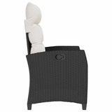 Reclining Garden Chair with Side Table Black Poly Rattan - Rear View