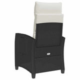 Reclining Garden Chair with Side Table Black Poly Rattan - Close-Up Angle