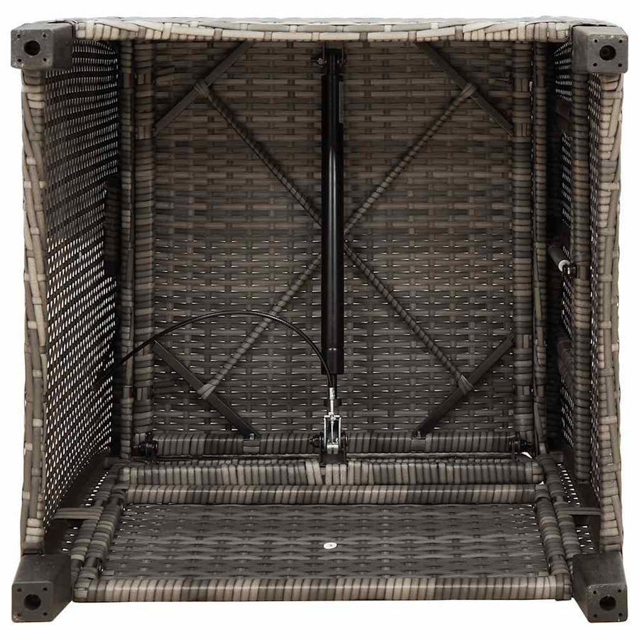 Reclining Garden Chair with Side Table Grey Poly Rattan