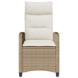 Reclining Garden Chair with Side Table Beige Poly Rattan - 45-Degree Angle