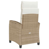 Reclining Garden Chair with Side Table Beige Poly Rattan - Close-Up Angle