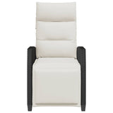 Reclining Garden Chair with Side Table Black Poly Rattan