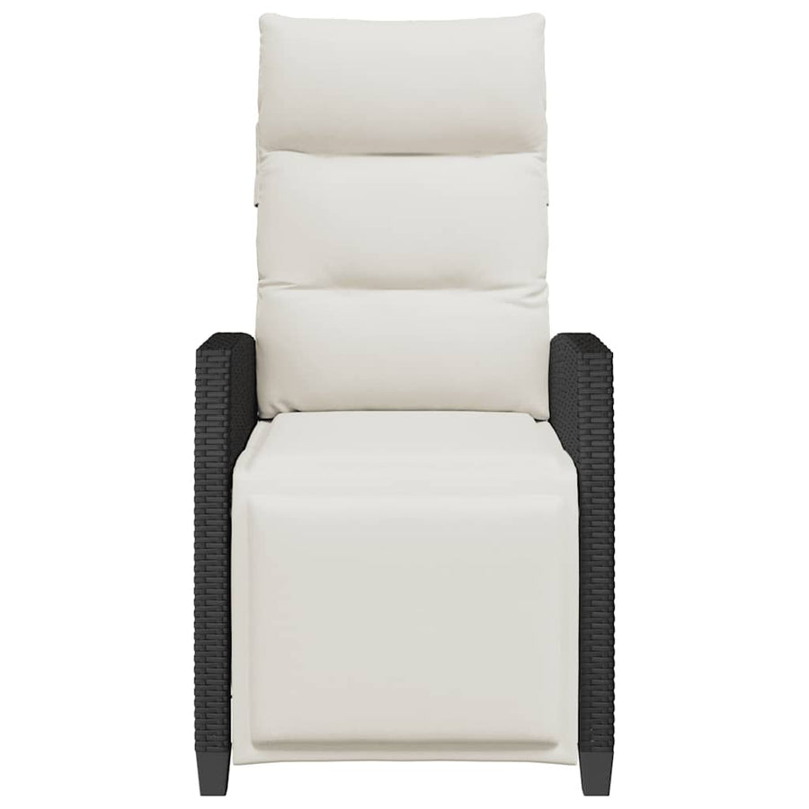 Reclining Garden Chair with Side Table Black Poly Rattan