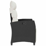 Reclining Garden Chair with Side Table Black Poly Rattan - Rear View