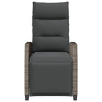 Reclining Garden Chair with Side Table Grey Poly Rattan