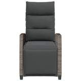 Reclining Garden Chair with Side Table Grey Poly Rattan - 45-Degree Angle