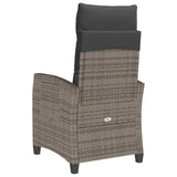 Reclining Garden Chair with Side Table Grey Poly Rattan - Close-Up Angle
