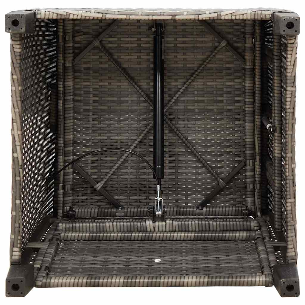 Reclining Garden Chair with Side Table Grey Poly Rattan