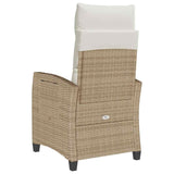 Reclining Garden Chair with Side Table Beige Poly Rattan - Close-Up Angle