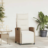 Reclining Garden Chair with Side Table Beige Poly Rattan