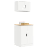Garage Cabinets 2 pcs White Engineered Wood - Top-Down View