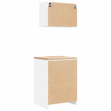 Garage Cabinets 2 pcs White Engineered Wood - Low Angle