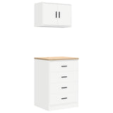 Garage Cabinets 2 pcs White Engineered Wood - Front View