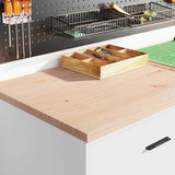 Garage Cabinets 2 pcs White Engineered Wood - Side View