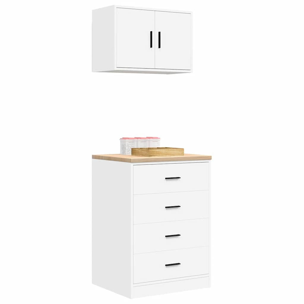 Garage Cabinets 2 pcs White Engineered Wood