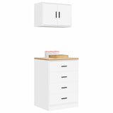 Garage Cabinets 2 pcs White Engineered Wood - Top-Down View