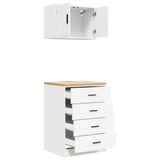 Garage Cabinets 2 pcs White Engineered Wood - Rear View