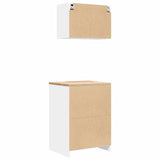 Garage Cabinets 2 pcs White Engineered Wood - Low Angle