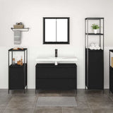 Bathroom Furniture Set 3 pcs Black Oak Engineered Wood - Top-Down View