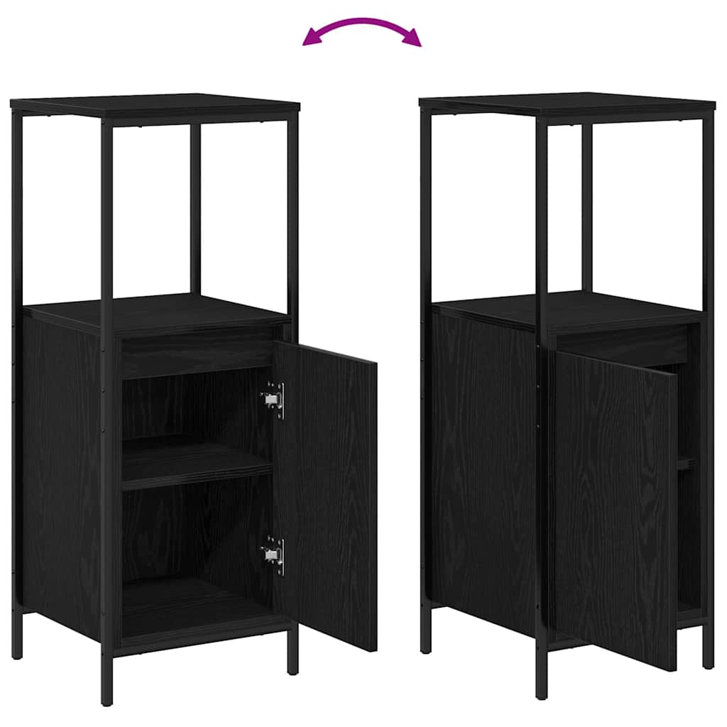 Bathroom Furniture Set 3 pcs Black Oak Engineered Wood