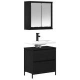 2 Piece Bathroom Furniture Set Black Oak Engineered Wood - Close-Up Angle