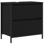2 Piece Bathroom Furniture Set Black Oak Engineered Wood