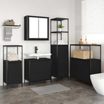 Bathroom Furniture Set 5 pcs Black Engineered wood