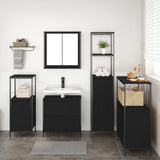 Bathroom Furniture Set with Shelf 5 pcs Black Engineered wood