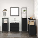 Bathroom Furniture Set 5 pcs Black Engineered wood