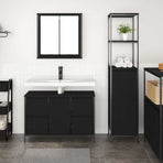 Bathroom Furniture Set 2 pcs Black Oak 36 x 35 x 165 cm